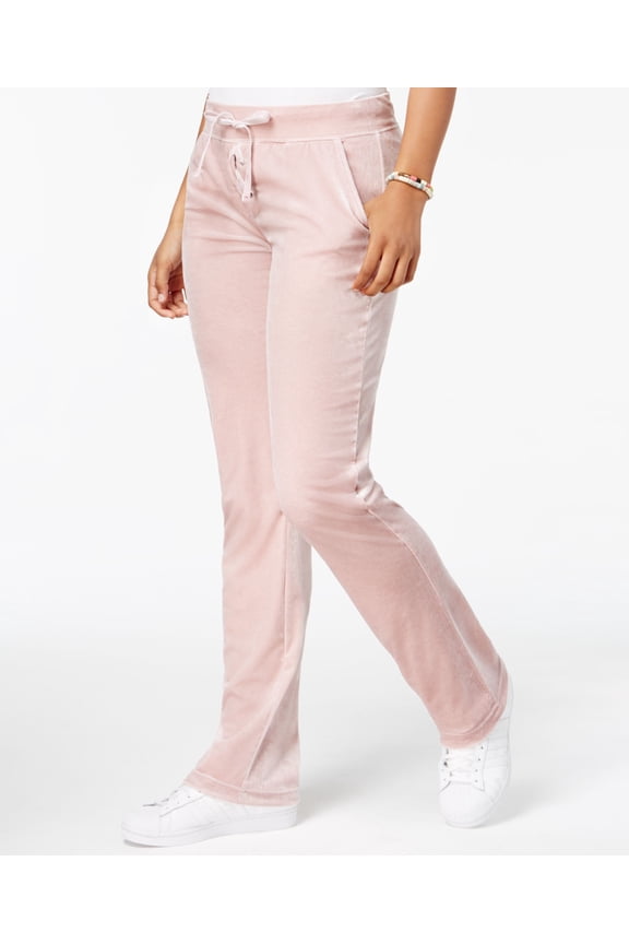 Active Juniors Lace Up Velour Lounge Pants Shimmer Pink XS