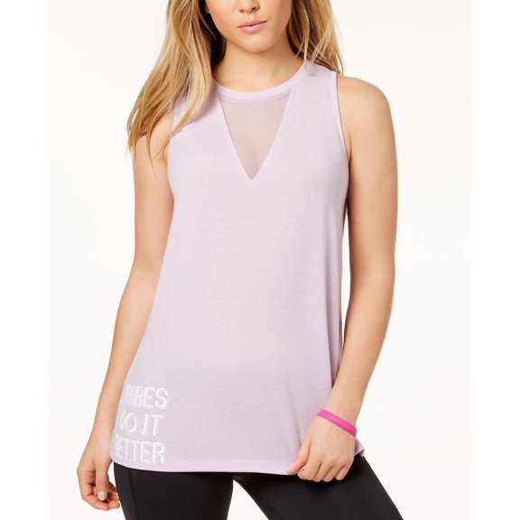 Material Girl Active Juniors Mesh Inset Tank Top Lilac Field L