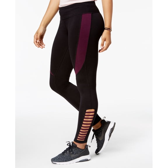 Material Girl Active Juniors Stripe Caged Yoga Leggings Classic Black XL