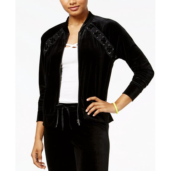 Material Girl Active Juniors Velour Bomber Jacket Noir XS