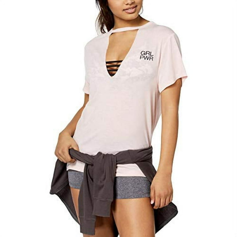 Material Girl Active Power Cutout Graphic T-Shirt Juniors S Pink