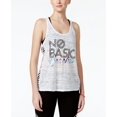 thumbnail image 1 of Material Girl Active Juniors Racerback Cutout Graphic Tank Top Bright White XS, 1 of 1