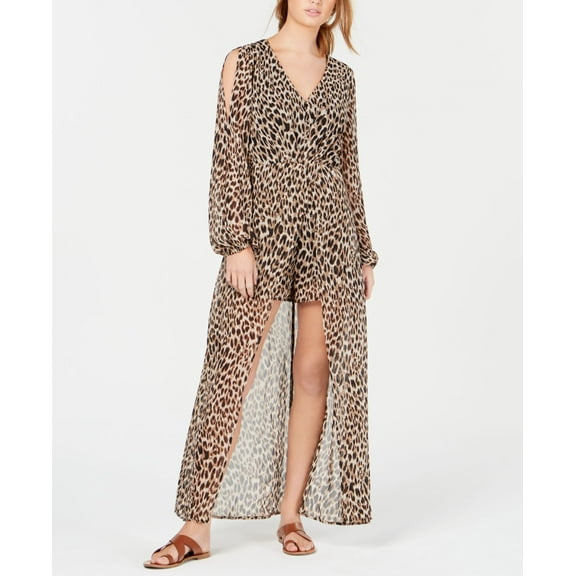 Material Girl Juniors Animal Print Walk Through Romper Leopard XS