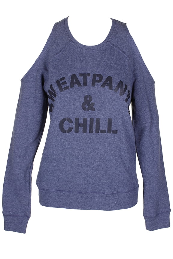 Active Juniors Cold Shoulder Graphic Sweatshirt Blue M