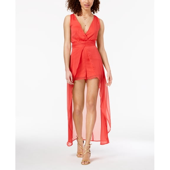 Material Girl Juniors Crisscross Chiffon Skirt Romper Hibiscus L