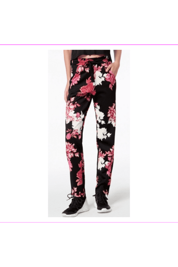 Juniors' Floral-Print Zip-Detail Jogger Pants, Size XL, MSRP $49
