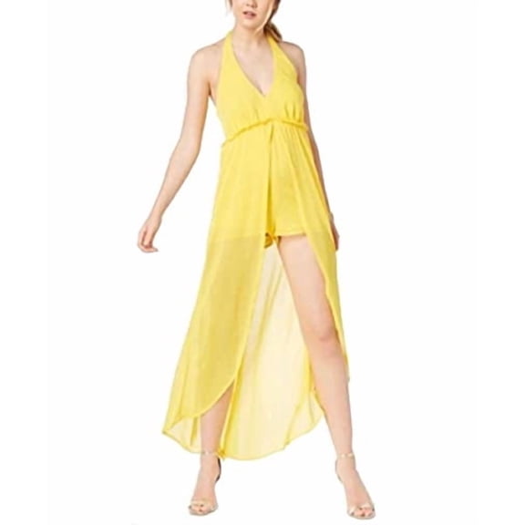 Material Girl Juniors' Halter Romper with Sheer Overlay Maxi Skirt, M ($65)