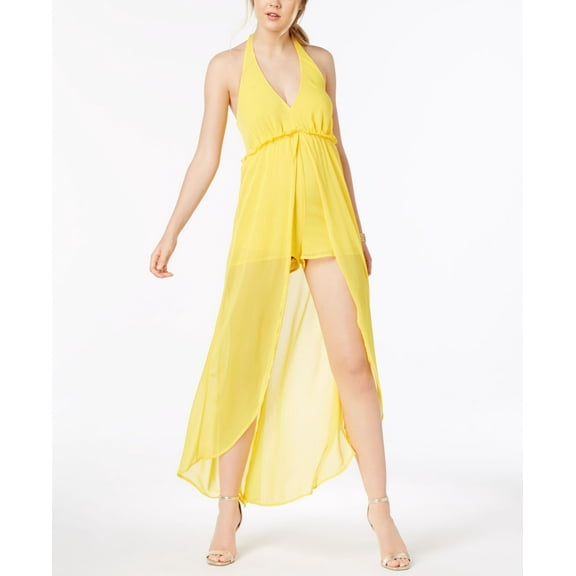 Material Girl Juniors' Halter Romper with Sheer Overlay Maxi Skirt, XL