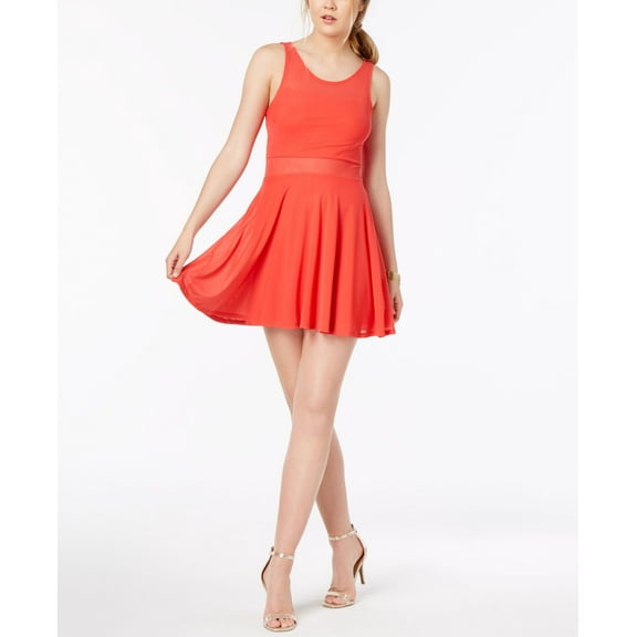 Material Girl Juniors Illusion Fit Flare Dress Hibiscus 2XL