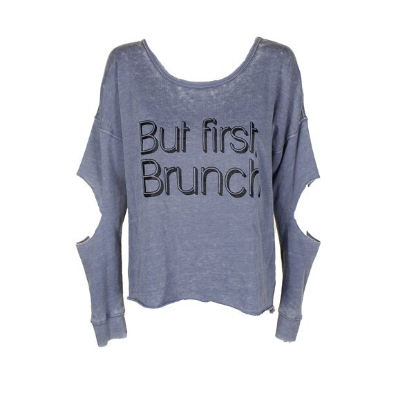 Material Girl Juniors Infinity Blue Cutout Graphic-Print Sweatshirt XS