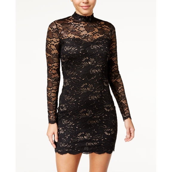 Material Girl Juniors Lace Bodycon Dress Gold Combo M