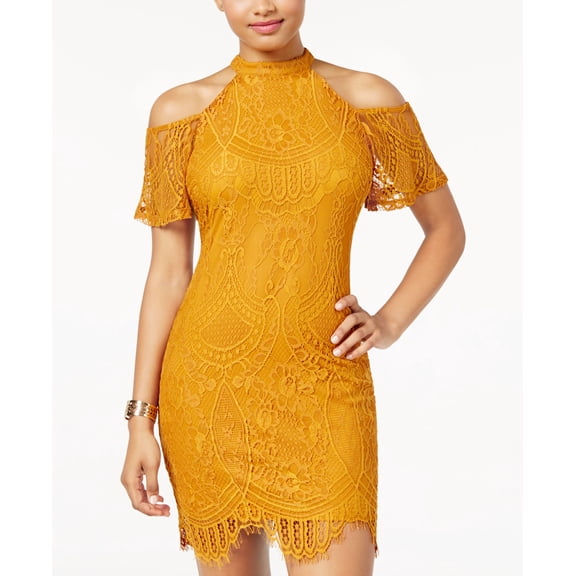 Material Girl Juniors Lace Cold Shoulder Dress Cumin S