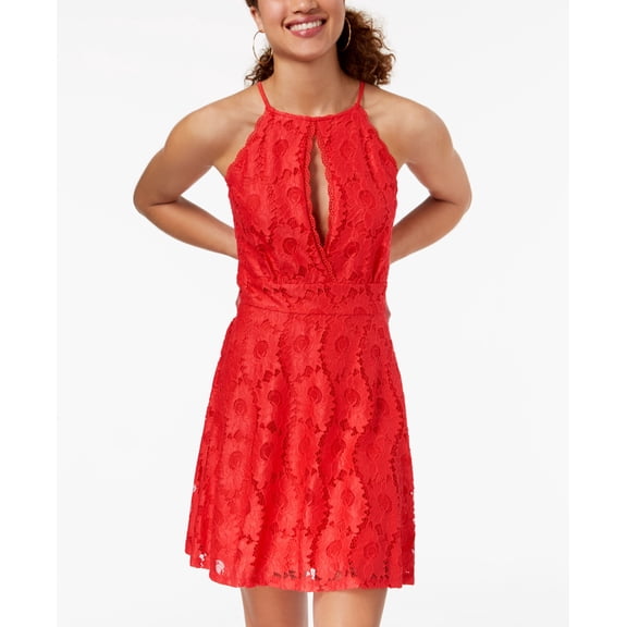 Material Girl Juniors Lace Fit Flare Dress Hibiscus L