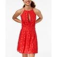 thumbnail image 1 of Material Girl Juniors Lace Fit Flare Dress Hibiscus M, 1 of 1