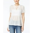 thumbnail image 1 of Material Girl Juniors Lace Up Tunic White L, 1 of 2