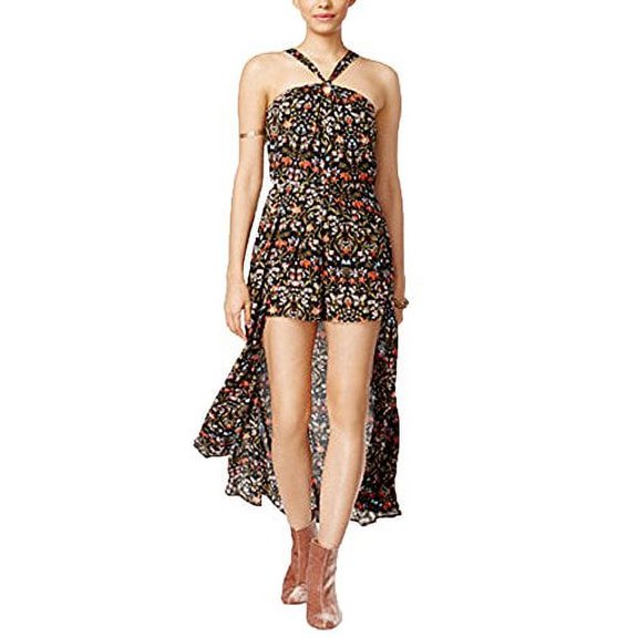 Material Girl Juniors' Maxi-Overlay Romper (Caviar Black Combo, L)