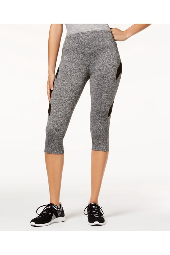 Juniors Mesh Inset Cropped Leggings Heather Grey M