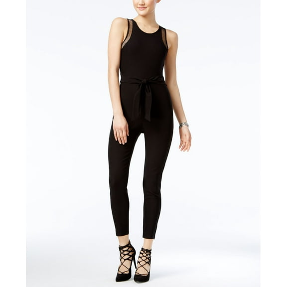 Material Girl Juniors Mesh Trim Jumpsuit Black S