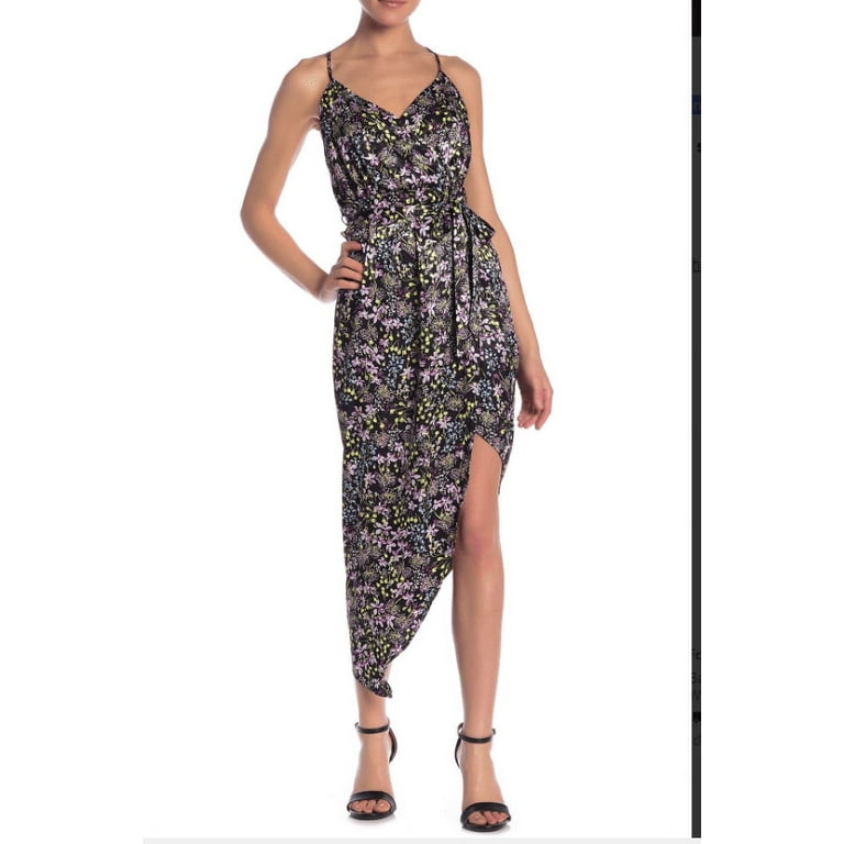 Material Girl Juniors Printed Asymmetrical Satin Dress Various
