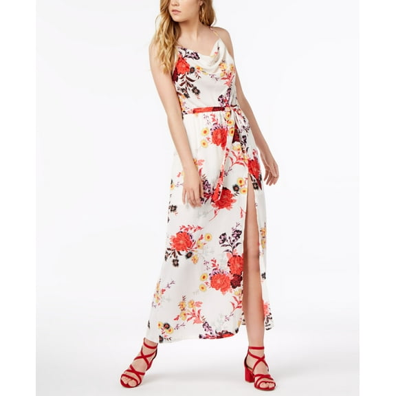 Material Girl Juniors Printed Cowl Neck Maxi Dress Floral Cloud Dancer 2XL