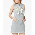 thumbnail image 1 of Material Girl Juniors Printed Hoodie Dress Heather Grey L, 1 of 1