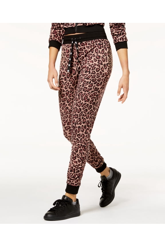 Juniors Ruched Leg Jogger Pants Leopard XS