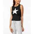 thumbnail image 1 of Material Girl Juniors Ruched Metallic Graphic Top Black M, 1 of 2
