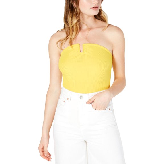 Material Girl Juniors Strapless U Ring Rib Knit Bodysuit