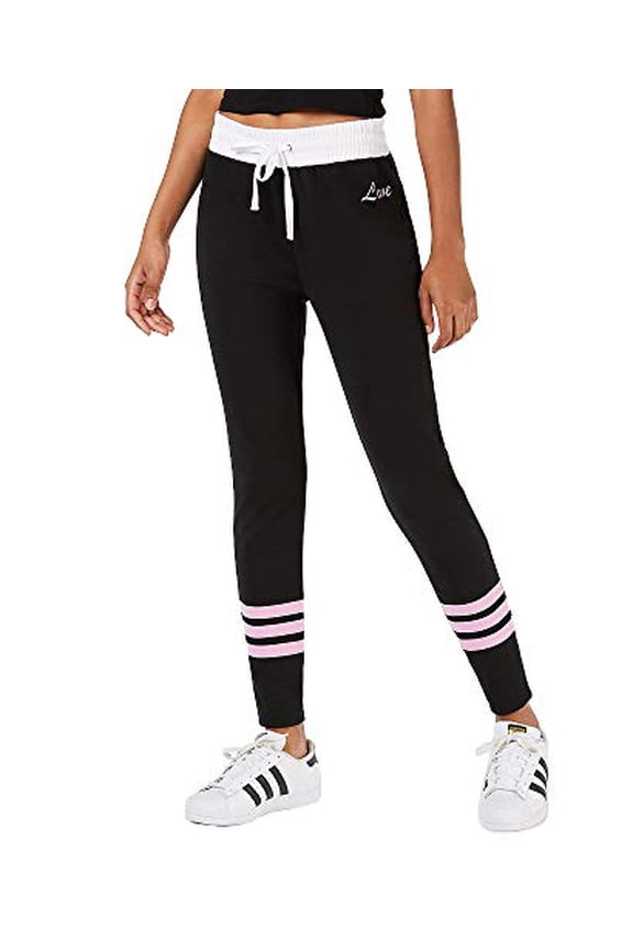 Juniors' Striped Jogger Pants (Black, L)