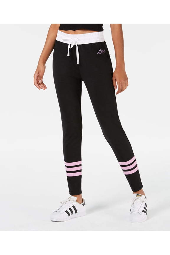 Juniors Striped Jogger Pants Black M