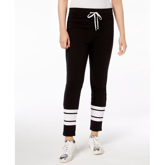 Material Girl Juniors Striped Leg Drawstring Waist Pants Black S