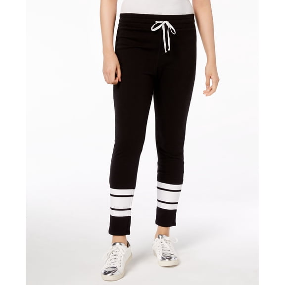 Material Girl Juniors Striped Leg Drawstring Waist Pants Black XS
