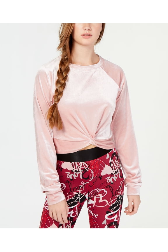Juniors Twist Front Velour Sweater Zephyr XS