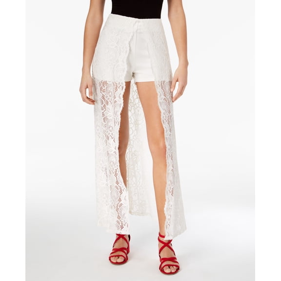 Material Girl Lace Walk Through Shorts Cloud Dancer L