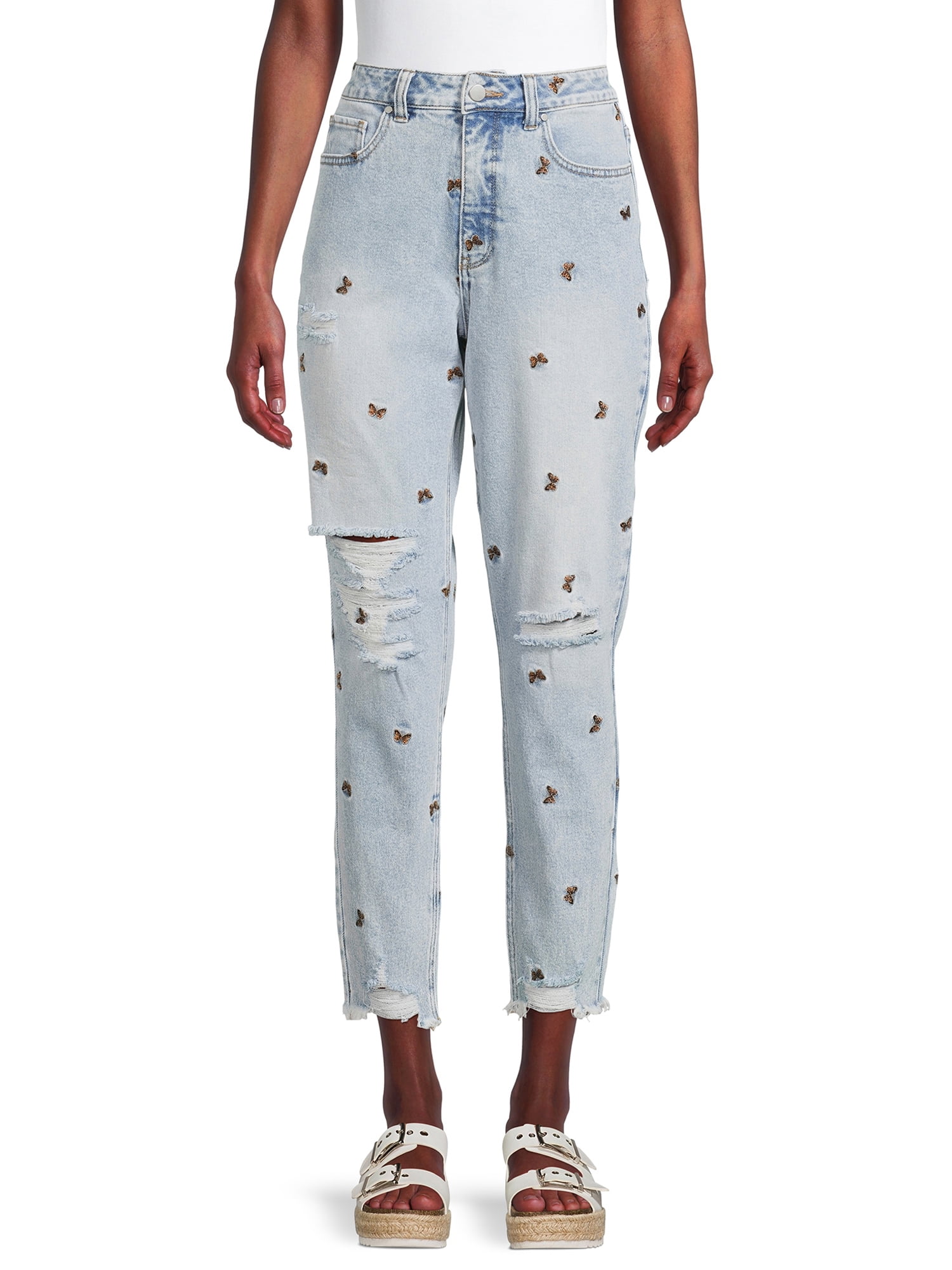 Material Girl Women's Embroidered Mom Jeans Walmart Business