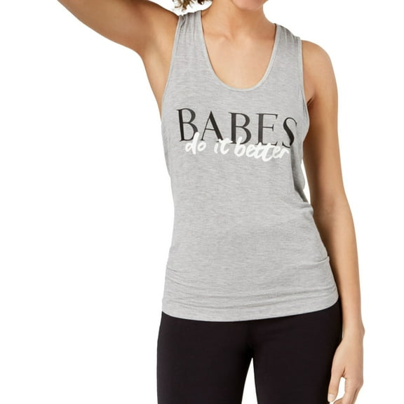 Material Girl Womens Babes Do It Better Tank Top, Grey, X-Large