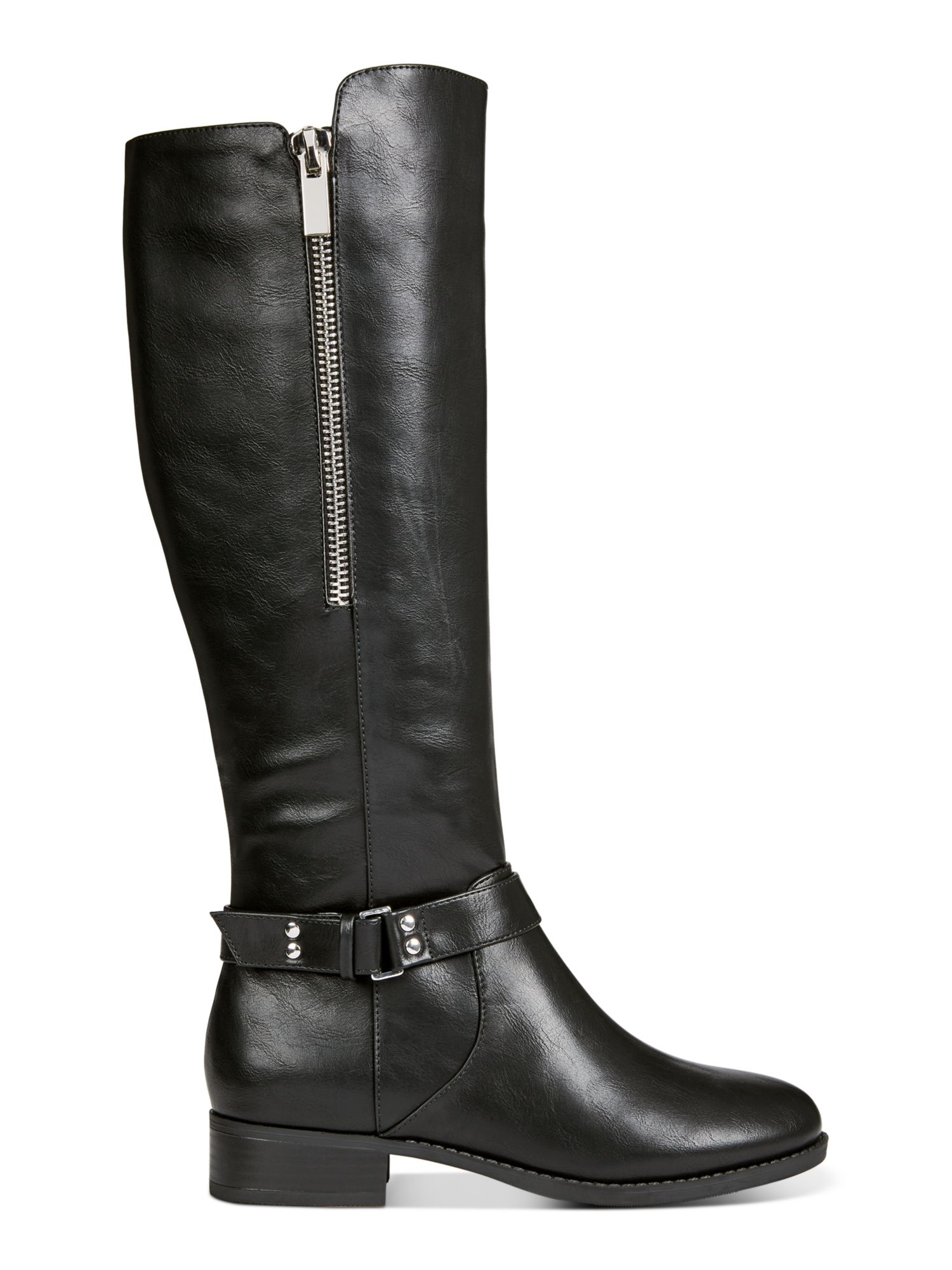 DKNY Womens Black Buckle Accent Cushioned Clover Round Toe Platform Zip-Up Leather Gladiator Sandals Shoes main image 1