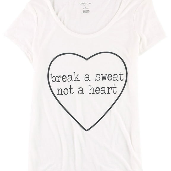 Material Girl Womens Break A Sweat Graphic T-Shirt, White, Juniors, Large