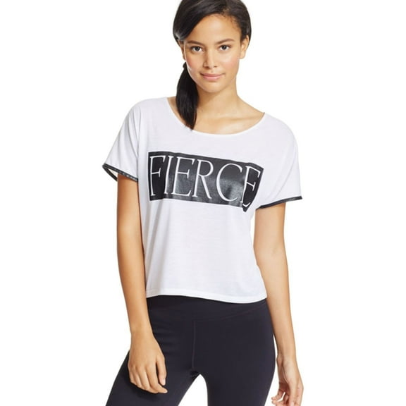 Material Girl Womens FIERCE Crisscross Graphic T-Shirt, White, Juniors, XX-Small