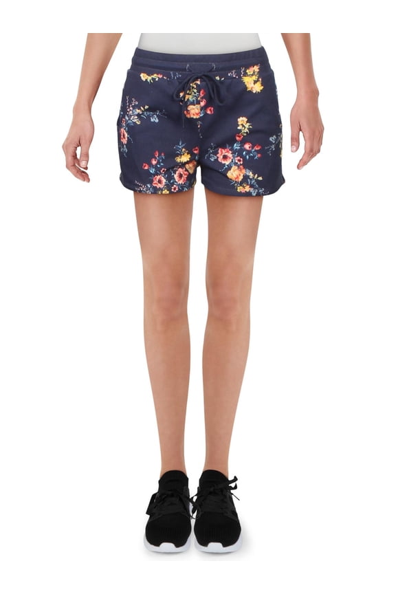 Material Girl Womens Juniors French Terry Striped Casual Shorts Navy M