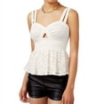 thumbnail image 1 of Material Girl Womens Lacey Strappy Cami Tank Top, Beige, XX-Small, 1 of 1