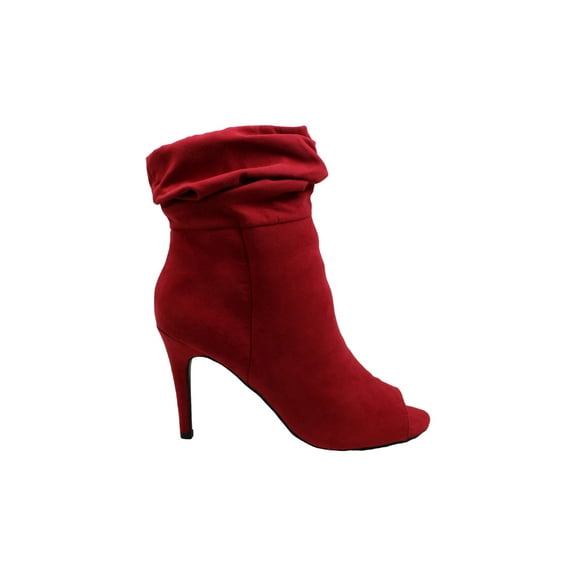 Material Girl Womens Petra Peep Toe Mid-Calf Fashion Boots, Red, Size 5.0