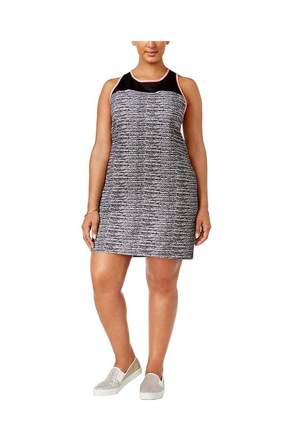 Womens Plus Space Dye Mesh Yoke Dress