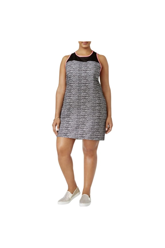 Womens Plus Space Dye Mesh Yoke Dress