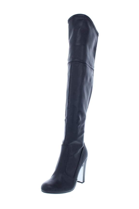 Material Girl Womens Priyanka Faux Leather Round Toe Over-The-Knee Boots