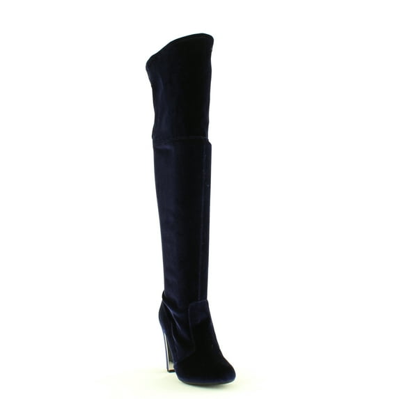 Material Girl Womens Priyanka Velvet Lace-Up Over-The-Knee Boots
