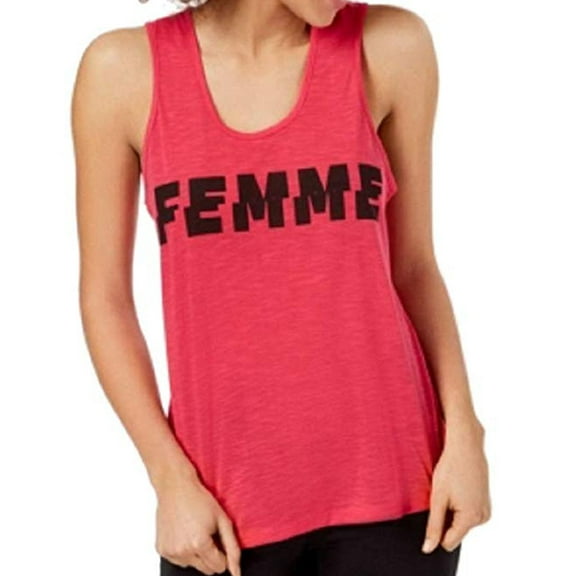 Material Girl Active Juniors Femme Graphic Knot Back Tank Top Fuschia Purple S