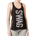 thumbnail image 1 of Material Girl Womens Shiny Racerback Tank Top, Black, Juniors, X-Small, 1 of 1