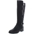 thumbnail image 1 of Material Girl Womens Winnnie Faux Leather Tall Riding Boots Black 8 Medium (B,M), 1 of 2