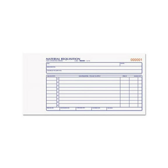 Material Requisition Book 7 7/8 x 4 1/4, Two-Part Carbonless, 50-Set Book